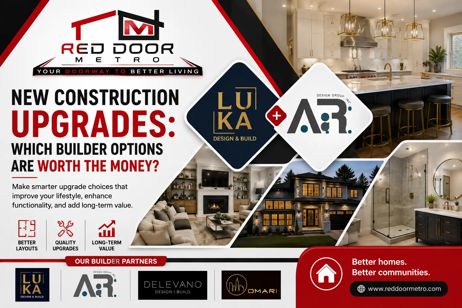 New construction builder upgrades worth the money with Red Door Metro and builder partners